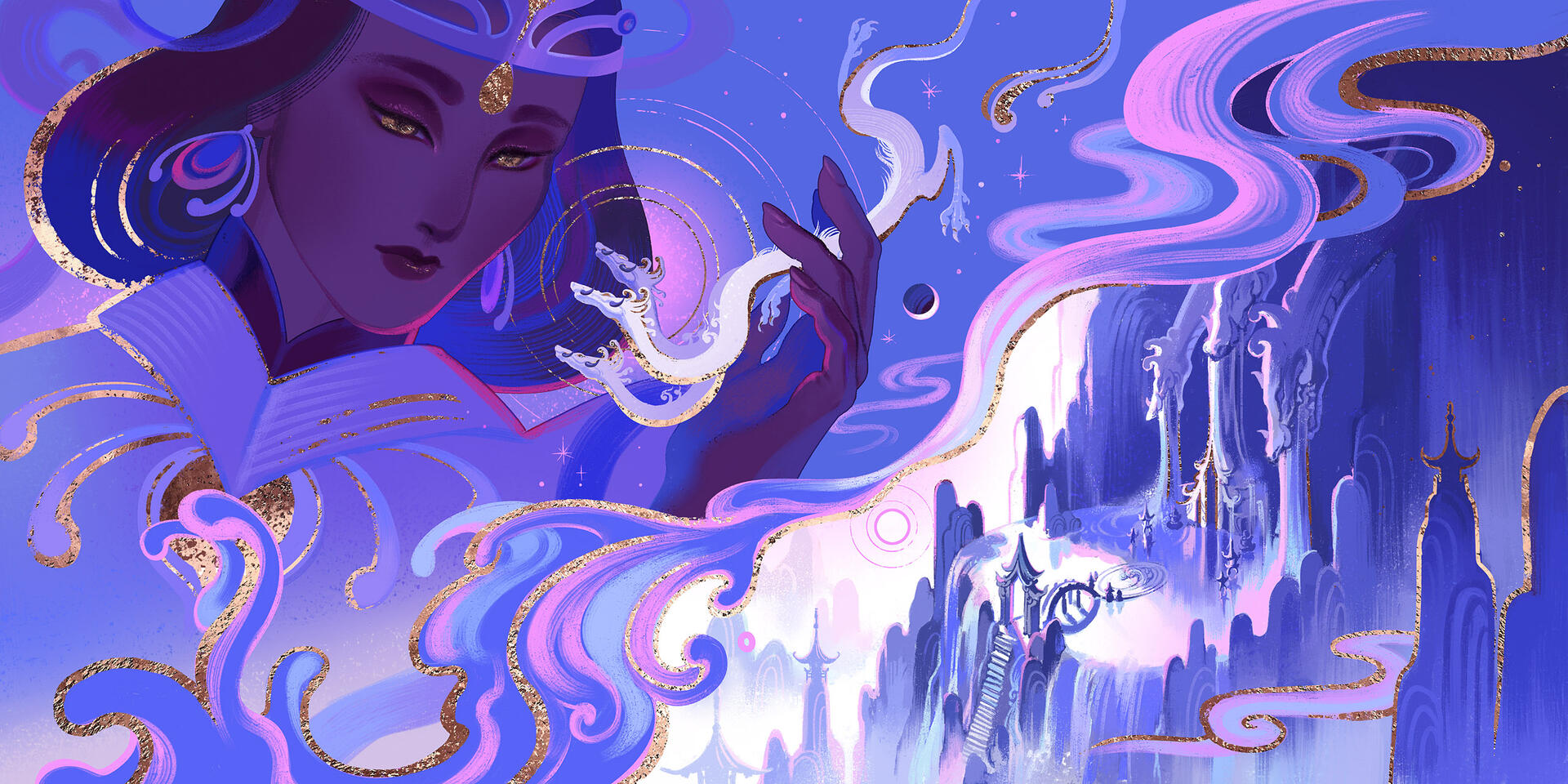 goddess Benten honors the dragon's benevolent powers in the shrine built for him