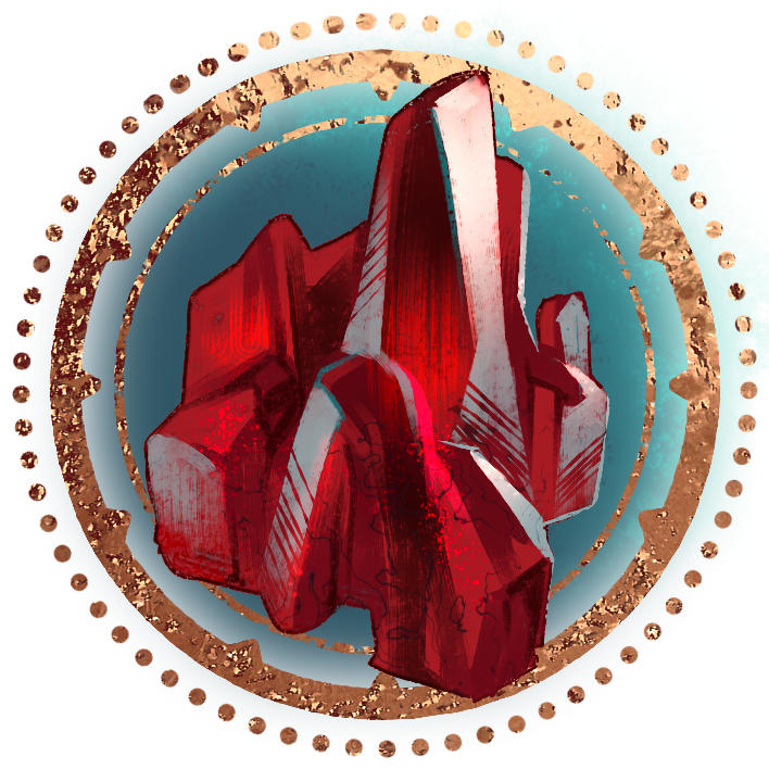 vignette showing a crimson red cinnabar crystal