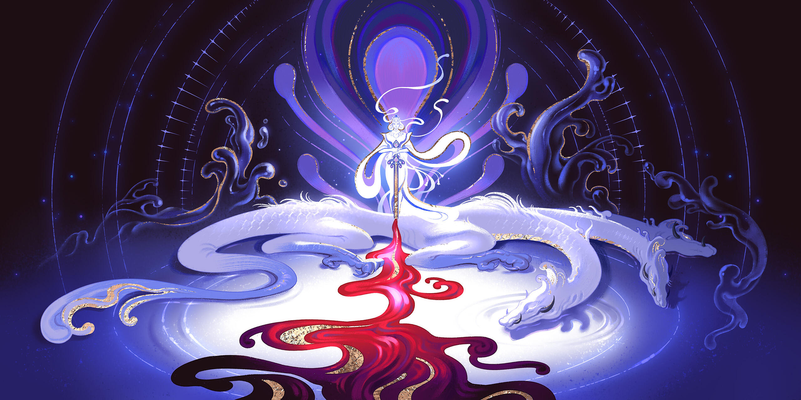 blood - symbolizing the curse - flows from the dragon, revealing his true form